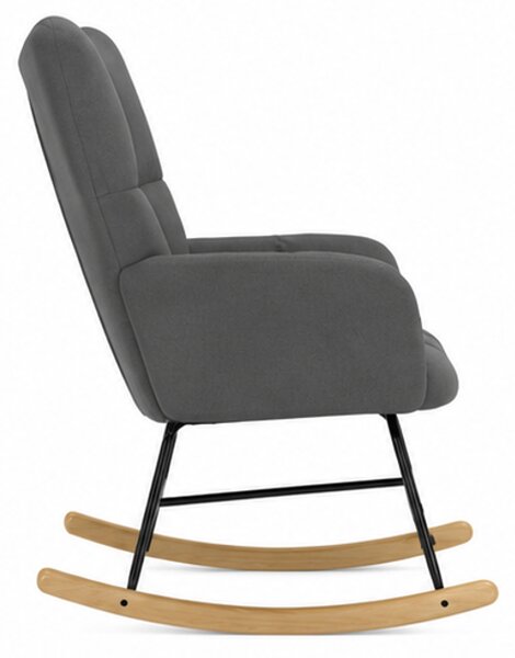 Relaxační křeslo, houpací, dřevo/kov/textil, 96x62x79 cm, nohy světlé/tmavě šedá, Dekorino KR20260133