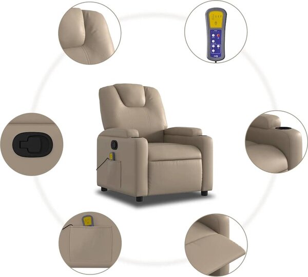 VidaXL Masážní polohovací křeslo umělá kůže [372402] Barva: Šedá