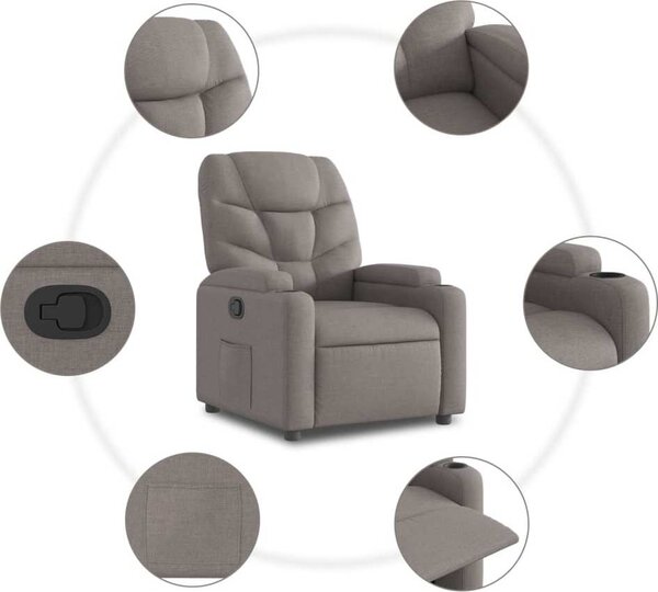 VidaXL Polohovací křeslo textil [372449] Barva: světle šedá