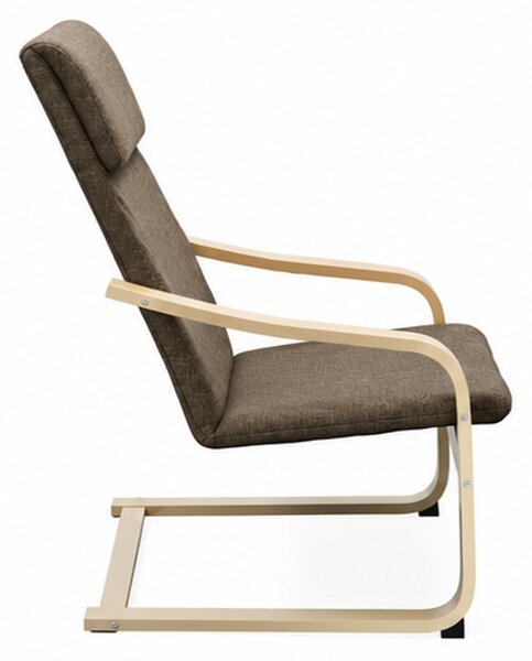 Relaxační křeslo, s pohupem, dřevo/kov/látka, 98x65x69 cm, dřevo přírodní/hnědá, Dekorino KR20260136