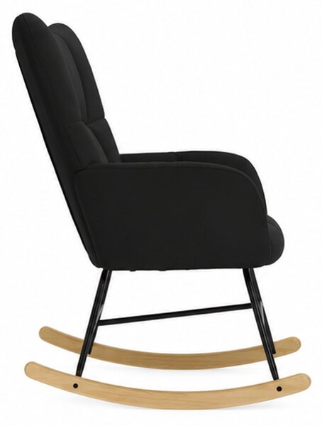 Relaxační křeslo, houpací, dřevo/kov/textil, 96x62x79 cm, nohy světlé/černá, Dekorino KR20260134