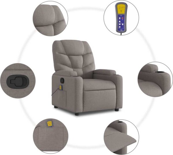 VidaXL Masážní polohovací křeslo textil [372461] Barva: Tmavě šedá