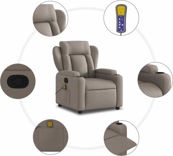 VidaXL Masážní polohovací křeslo textil [372423] Barva: Tmavě šedá