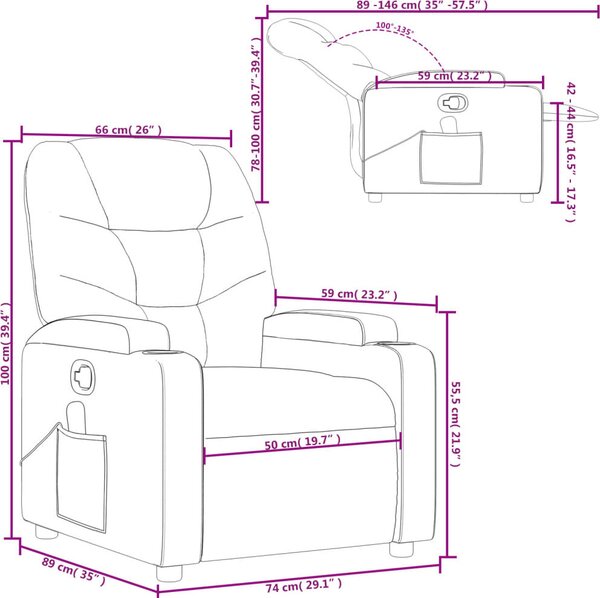VidaXL Masážní polohovací křeslo textil [372461] Barva: Tmavě šedá