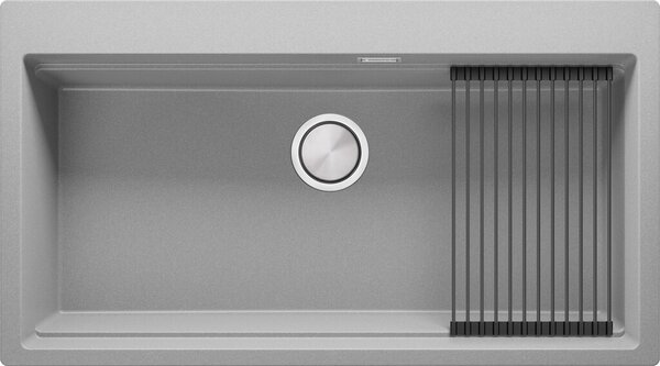 Granitový dřez kuchyňský jednodřez bez odkapávače s velkou komorou XXL Oslo 90 Level + rolovaný odkvapkávač