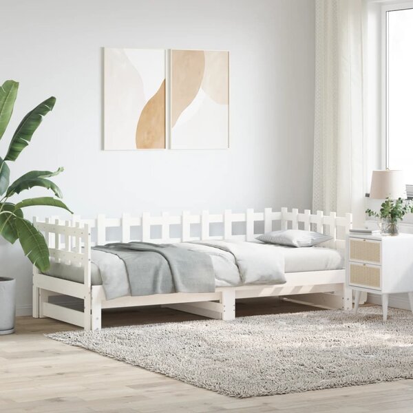 VidaXL Výsuvná postel 2x (90 x 200) cm masivní borovice [840390] Barva: Bílá