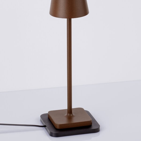 Hnědá kovová nabíjecí stolní LED lampa Nova Luce Deck