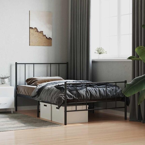 VidaXL Kovový rám postele s hlavovým a nožním čelem 80 x 200 cm [352489] Barva: Bílá