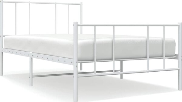 VidaXL Kovový rám postele s hlavovým a nožním čelem 80 x 200 cm [352489] Barva: Bílá