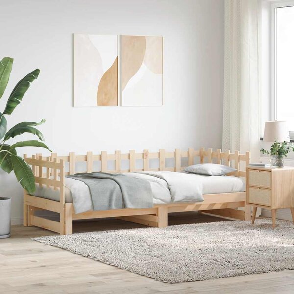 VidaXL Výsuvná postel 2x (90 x 200) cm masivní borovice [840390] Barva: Přírodní