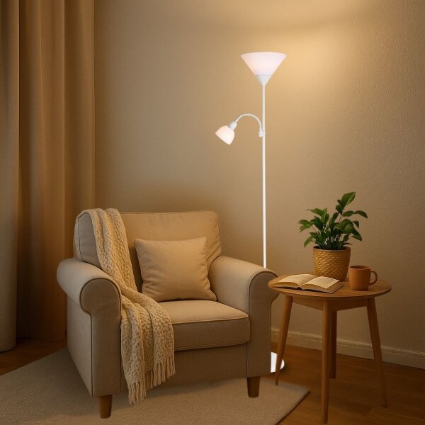 Brilagi - Stojací lampa ARIANA 1xE27/100W/230V + 1xE14/25W bílá