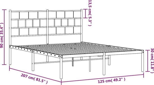 VidaXL Kovový rám postele s čelem 120 x 200 cm [355657] Barva: Černá