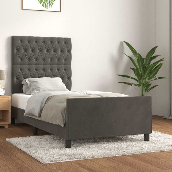 VidaXL Rám postele bez matrace 90 x 190 cm samet [3125911] Barva: Tmavě šedá