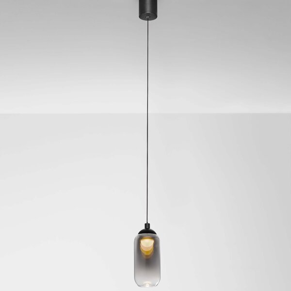 Kouřově šedé skleněné závěsné LED světlo Nova Luce Kita 7 cm