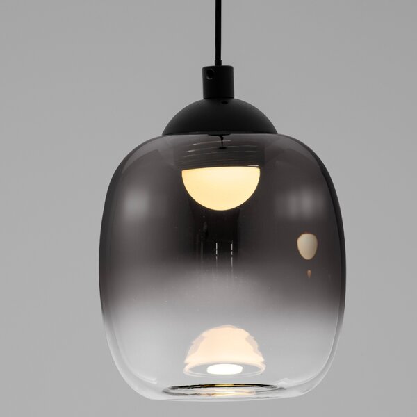 Kouřově šedé skleněné závěsné LED světlo Nova Luce Kita 10 cm