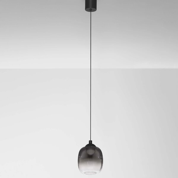 Kouřově šedé skleněné závěsné LED světlo Nova Luce Kita 10 cm