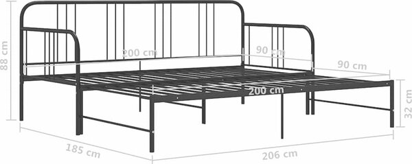 VidaXL Rám vysouvací postele/pohovky kovový 90 x 200 cm [324752] Barva: Šedá