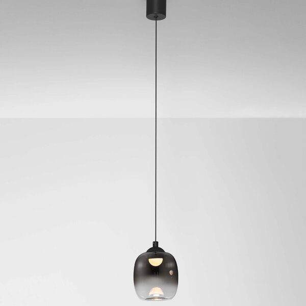 Kouřově šedé skleněné závěsné LED světlo Nova Luce Kita 10 cm