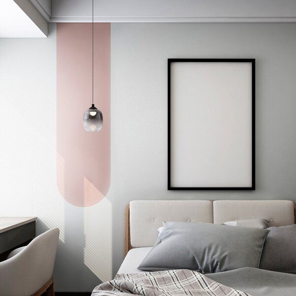 Kouřově šedé skleněné závěsné LED světlo Nova Luce Kita 10 cm