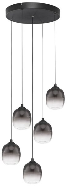 Kouřově šedé skleněné závěsné LED světlo Nova Luce Kita 43 cm