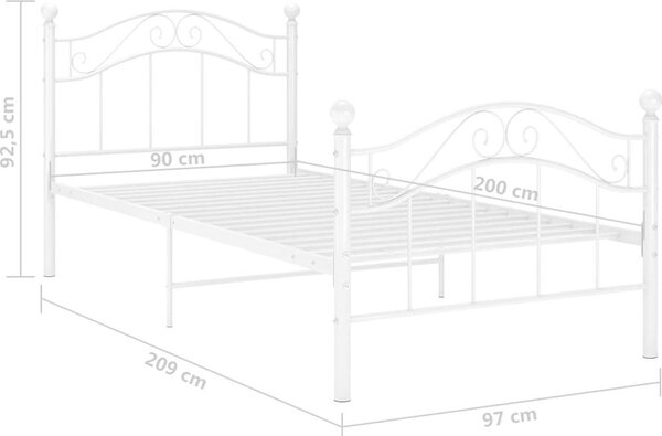 VidaXL Rám postele kov 90 x 200 cm [324989] Barva: Bílá
