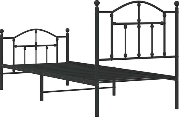 VidaXL Kovový rám postele s hlavovým a nožním čelem 90 x 200 cm [353499] Barva: Černá