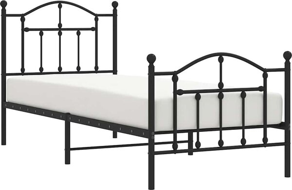 VidaXL Kovový rám postele s hlavovým a nožním čelem 90 x 200 cm [353499] Barva: Černá
