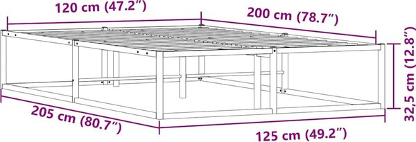 VidaXL Rám postele bez matrace 120x200 cm kovový [324787] Barva: Černá