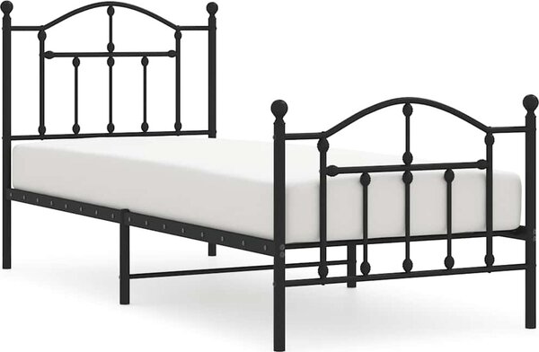 VidaXL Kovový rám postele s hlavovým a nožním čelem 90 x 200 cm [353499] Barva: Černá