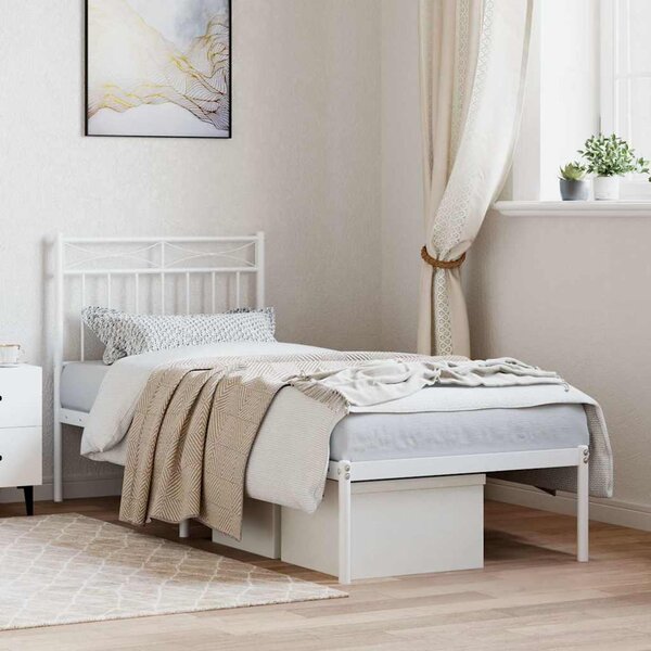 VidaXL Kovový rám postele s čelem 80 x 200 cm [373731] Barva: Bílá