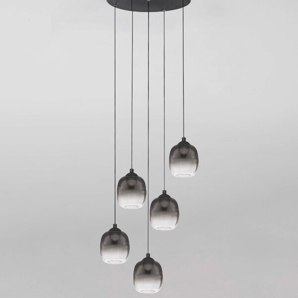 Kouřově šedé skleněné závěsné LED světlo Nova Luce Kita 43 cm