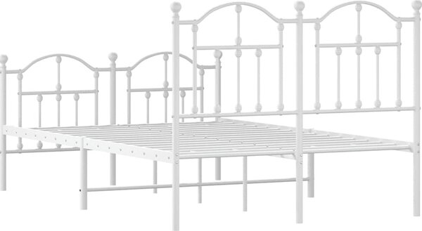 VidaXL Kovový rám postele s hlavovým a nožním čelem 120 x 200 cm [353455] Barva: Bílá
