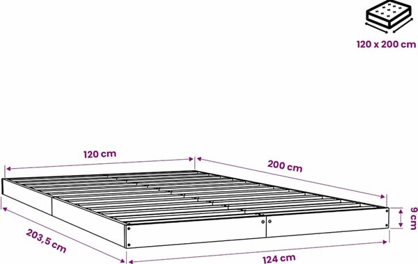VidaXL Rám postele 120 x 200 cm masivní borovice [823450] Barva: Bílá