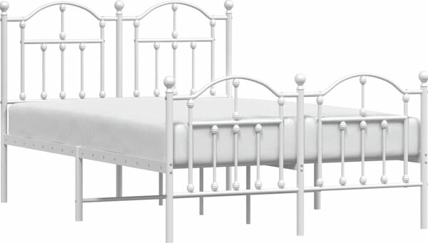 VidaXL Kovový rám postele s hlavovým a nožním čelem 120 x 200 cm [353455] Barva: Bílá