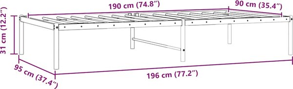 VidaXL Kovový rám postele 90 x 190 cm [350905] Barva: Černá