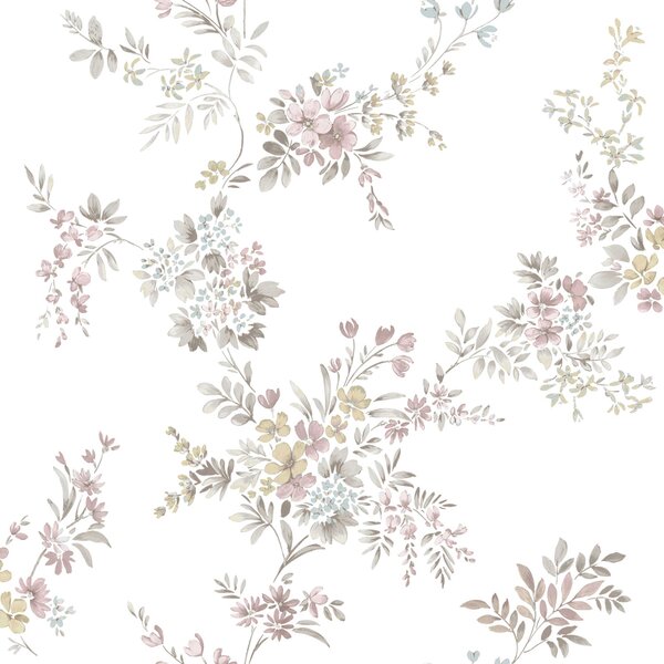 Bílá vliesová tapeta na zeď s květinovým vzorem, 12313, Fiori Country, Parato