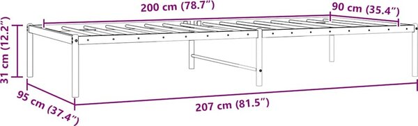 VidaXL Kovový rám postele 90 x 200 cm [350839] Barva: Bílá