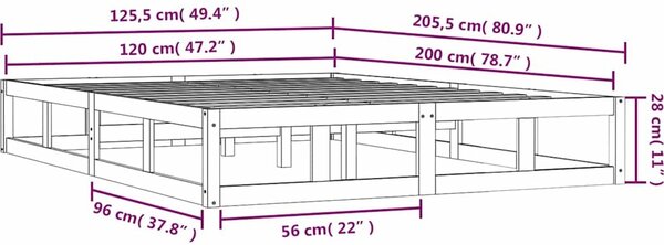 VidaXL Rám postele 120 x 200 cm masivní dřevo [820792] Barva: Přírodní
