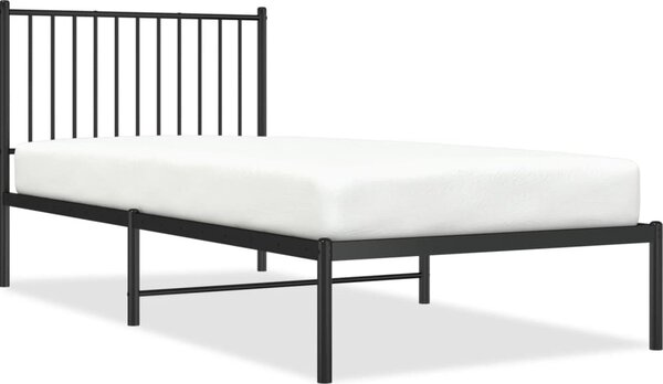 VidaXL Kovový rám postele s čelem 90 x 200 cm [350924] Barva: Černá