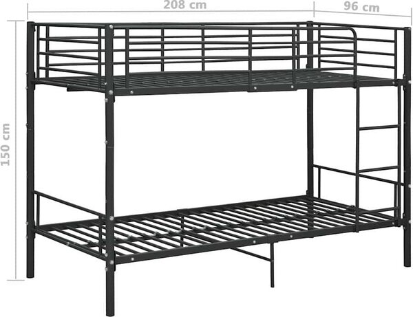 VidaXL Poschoďová postel kov 90 x 200 cm [287910] Barva: Černá