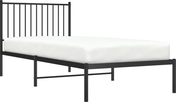 VidaXL Kovový rám postele s čelem 90 x 200 cm [350924] Barva: Černá