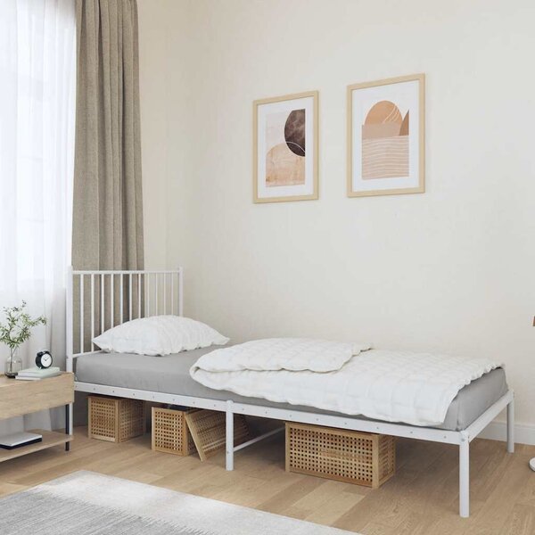 VidaXL Kovový rám postele s čelem 90 x 200 cm [350924] Barva: Černá
