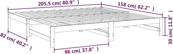 VidaXL Výsuvná postel 2x (80 x 200) cm masivní borovice [823410] Barva: Přírodní