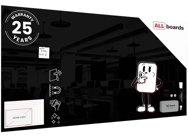 ALLboards CLASSIC TS200x100BK Skleněná tabule 200 x 100 cm