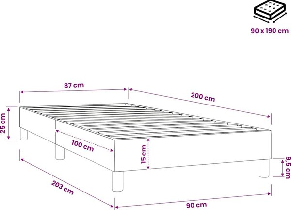 VidaXL Rám postele s boxspringem 90 x 200 cm textil [3120488] Barva: Černá