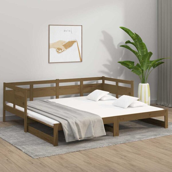 VidaXL Výsuvná postel masivní borovice 2x (90 x 190) cm [820325] Barva: Černá
