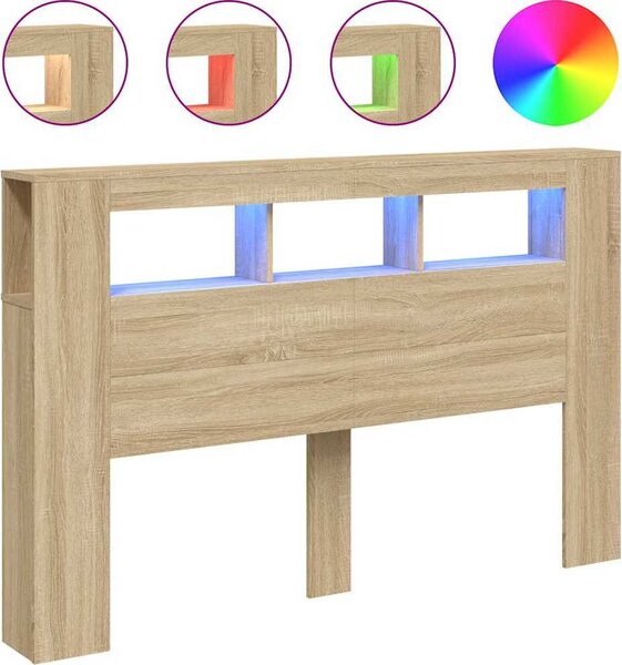 VidaXL Čelo postele s LED 160x18,5x103,5 cm kompozitní dřevo [837352] Barva: dub artisan