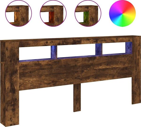 VidaXL Čelo postele s LED 220x18,5x103,5 cm kompozitní dřevo [837374] Barva: dub artisan