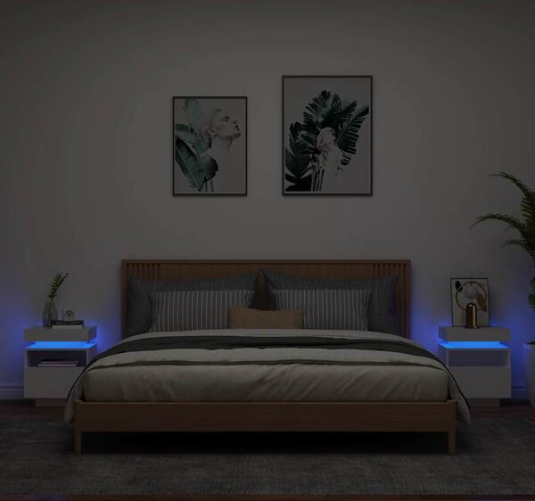 VidaXL Noční stolky s LED osvětlením 2 ks 40x39x48,5 cm [836785] Barva: Černá