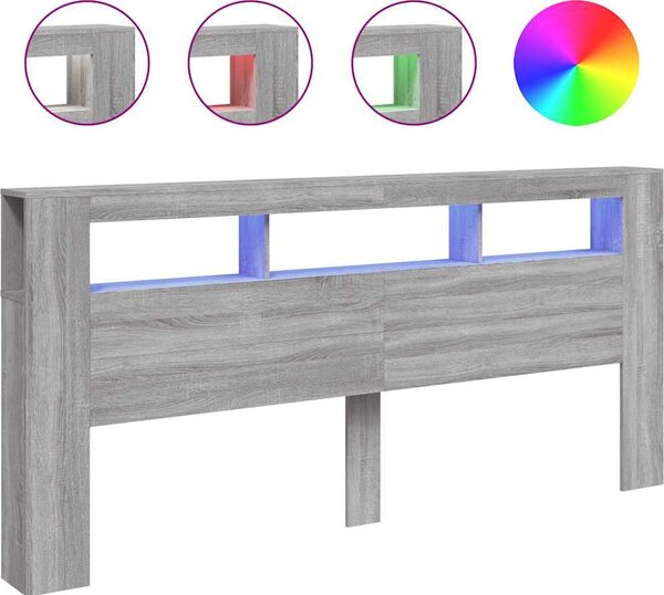 VidaXL Čelo postele s LED 220x18,5x103,5 cm kompozitní dřevo [837374] Barva: dub artisan
